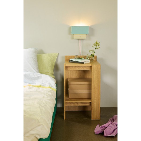 Noptieră în culoare naturală cu rafturi cu aspect de lemn de stejar Merge – Hübsch-image-1