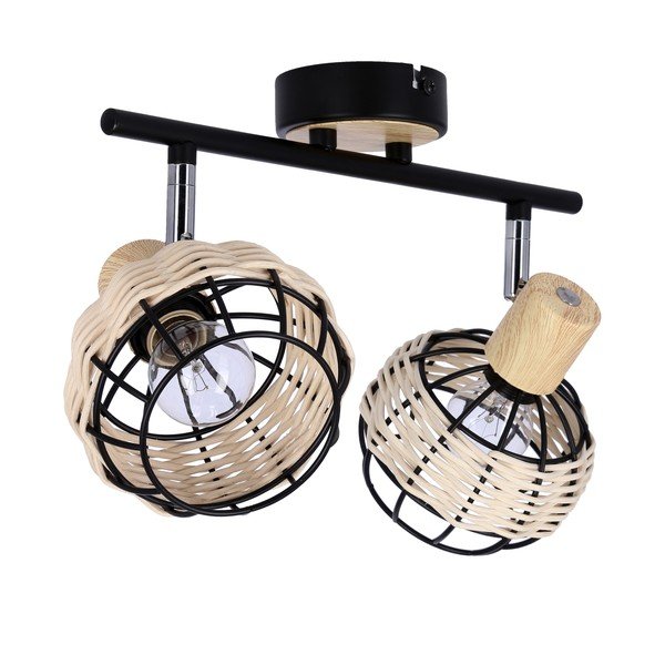 Plafonieră neagră-crem cu abajur din metal-cu abajur din ratan ø 12 cm Tajga – Candellux Lighting-image-2