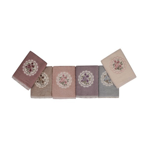 Set 6 prosoape pentru mâini Vintage Violet, roz-image-3