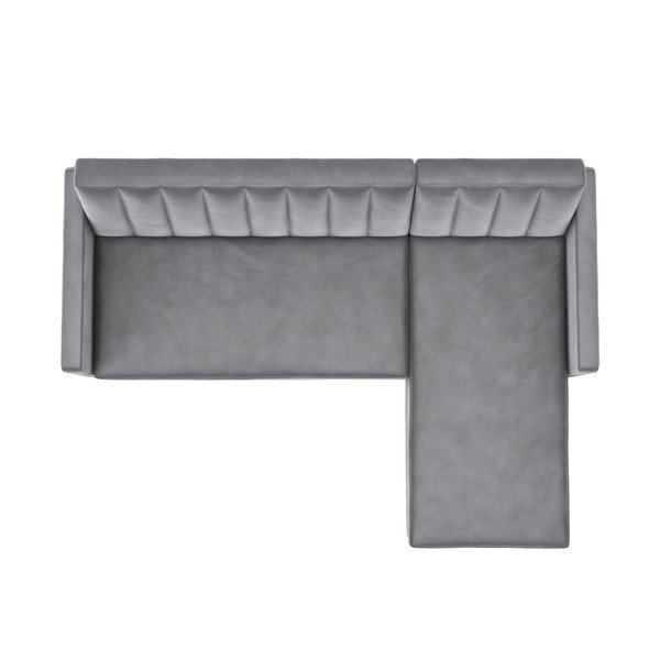 Colțar gri deschis cu tapițerie din catifea Celine – Støraa-image-2