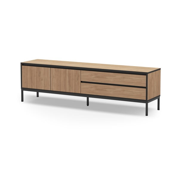 Masă TV în culoare naturală cu aspect de lemn de stejar 180x55 cm Lorenza – Marckeric-image-1