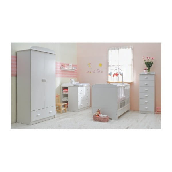 Pătuț alb pentru copii cu sertar și bandă de protecție Faktum Mokus, 70 x 140 cm-image-1