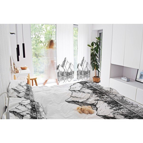 Draperie alb-negru din bumbac satinat 110x250 cm Cabin in the Mountain – Butter Kings-image-1