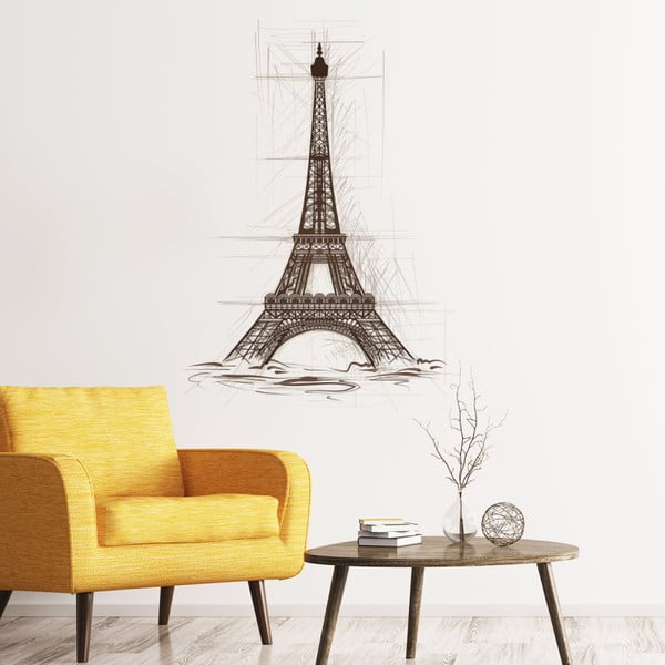 Autocolant de perete Ambiance Eiffel Tower Drawing, 85 x 60 cm