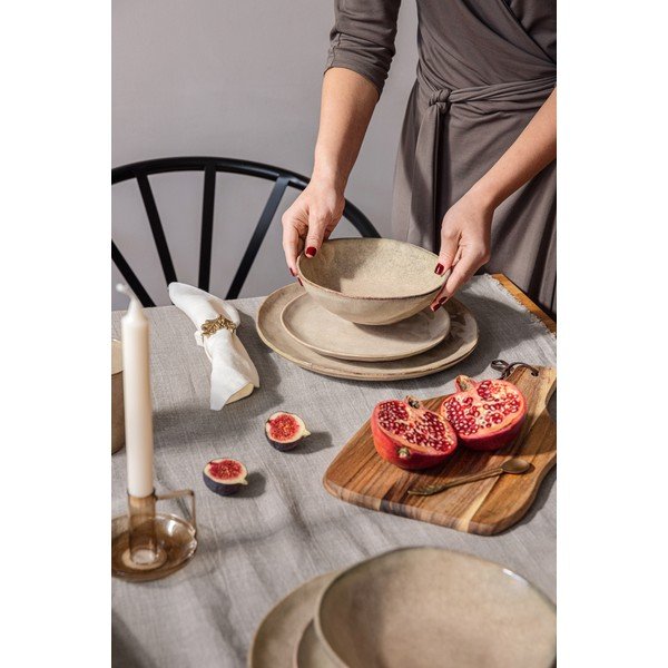 Serviciu de masă 16 buc. bej din gresie Glosia - Bonami Selection-image-1