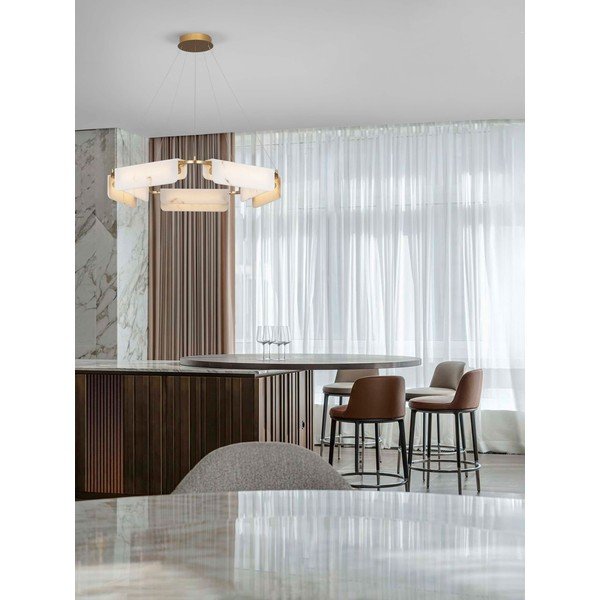 Lustră crem/alămie LED cu intensitate reglabilă cu aspect de marmură ø 93 cm Aider – Nova Luce-image-1