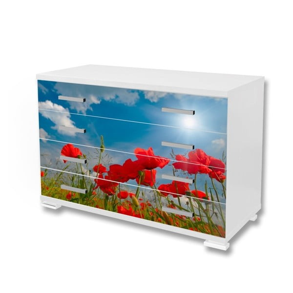 Tapet autocolant mobilă Dimex Maci roșii, 125 x 85 cm