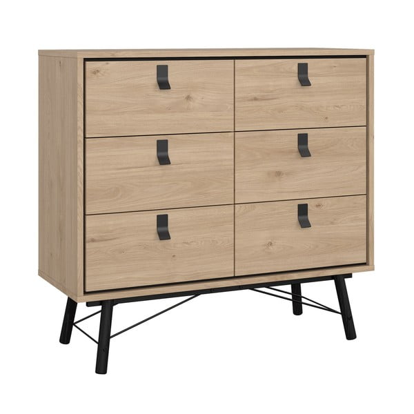 Comodă în culoare naturală joasă cu aspect de lemn de stejar 102x99 cm Ry – Tvilum-image-2