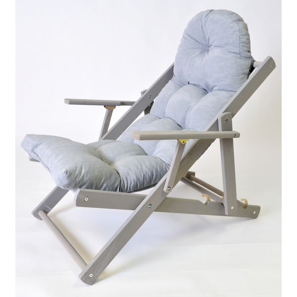 Șezlong de grădină gri din lemn pliabil Borneo – Rojaplast-image-1