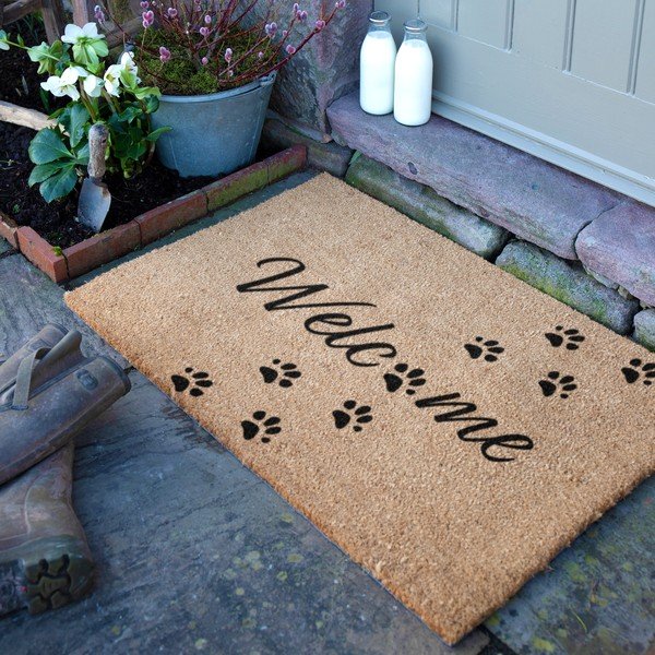 Covoraș de intrare din fibre de nucă de cocos 60x90 cm Welcome Paws – Artsy Doormats-image-2