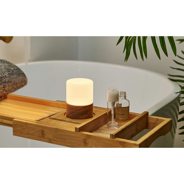 Veioză maro cu luminozitate reglabilă cu abajur din sticlă (înălțime 10,5 cm) Lemelia – Gingko-image-3