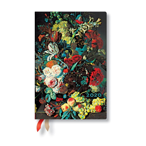 Agendă pentru anul 2020, cu copertă tare Paperblanks Van Huysum, 160 file, multicolor