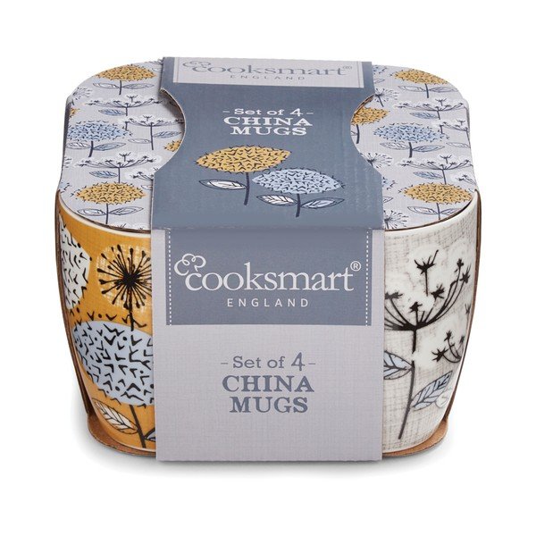Set 4 căni din porţelan Cooksmart Retro, 350 ml-image-1