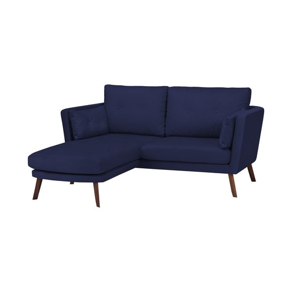 Canapea cu 3 locuri Mazzini Sofas Elena, cu șezlong pe partea stângă, albastru marin