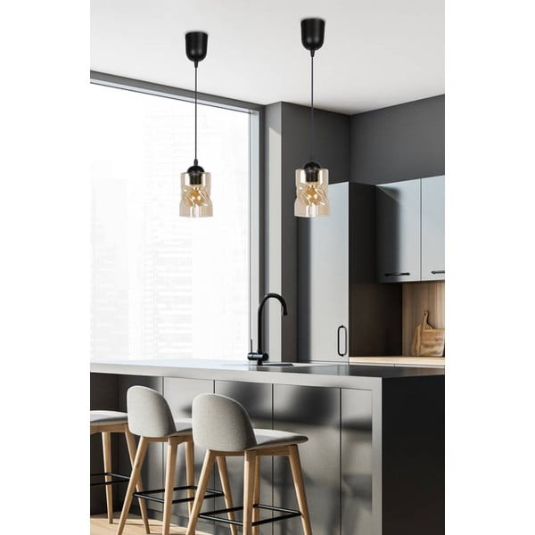 Lustră neagră cu abajur din sticlă ø 10 cm Felis – Candellux Lighting-image-1