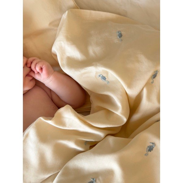 Lenjerie de pat pentru copii, galben-deschis din bumbac organic pentru pătuț 70x100 cm Sea Garden – Cam Cam Copenhagen-image-1