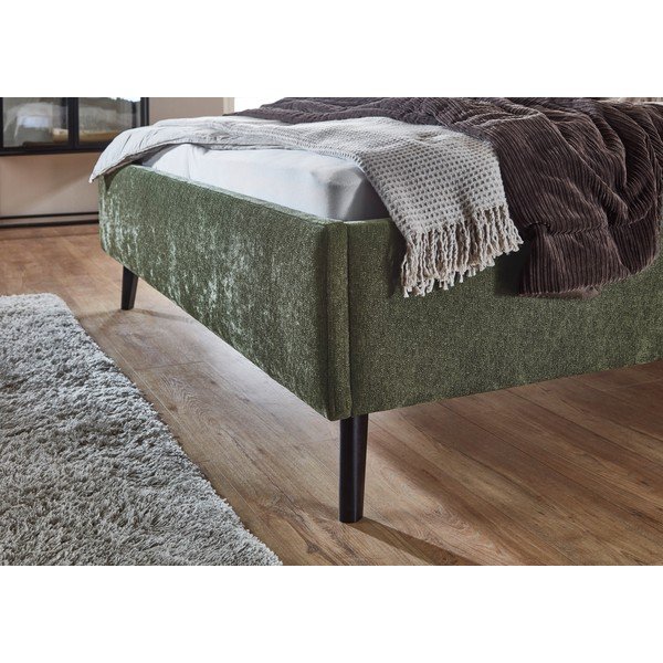 Pat matrimonial kaki tapițat cu spațiu de depozitare cu somieră 180x200 cm Nova – Meise Möbel-image-4