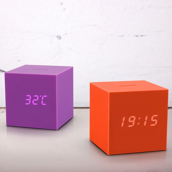 Ceas deșteptător cu LED Gingko Gravity Cube, portocaliu-image-1