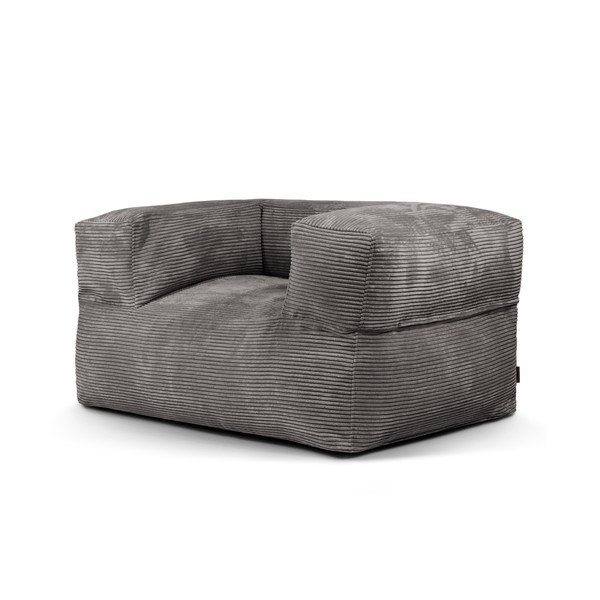 Fotoliu bean bag gri închis cu tapițerie din catifea reiată MooG – SLOWDOWN