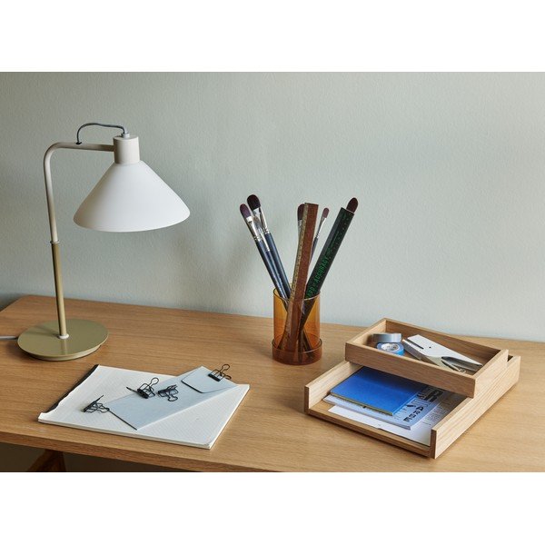 Veioză albă cu abajur din sticlă (înălțime 44 cm) Spot – Hübsch-image-1