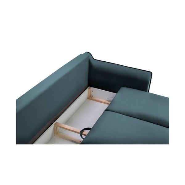 Canapea extensibilă din catifea Kooko Home Basso, albastru petrol-image-1