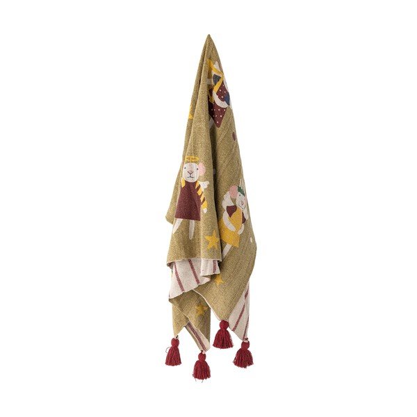 Pătură din bumbac reciclat 130x160 cm  cu model de Crăciun Peo – Bloomingville