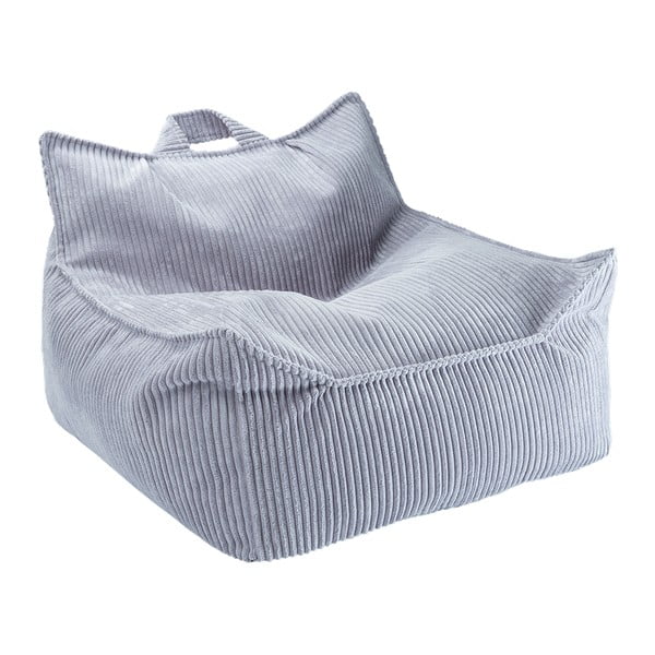 Fotoliu puf pentru copii albastru cu tapițerie din catifea reiată Chair – Wigiwama