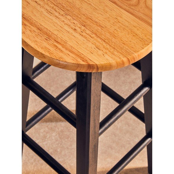 Scaun de bar negru/în culoare naturală din lemn de arbore de cauciuc (înălțime șezut 74 cm) Chester – Premier Housewares-image-4