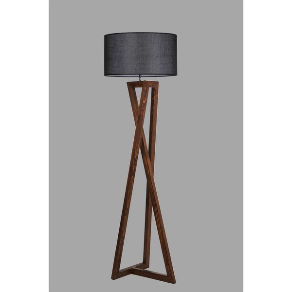 Lampadar negru/maro cu abajur textil (înălțime 149 cm) Maçka – Opviq lights-image-1
