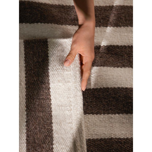 Covor alb/maro reversibil/țesut manual din lână 200x300 cm Vika – Hanse Home-image-4