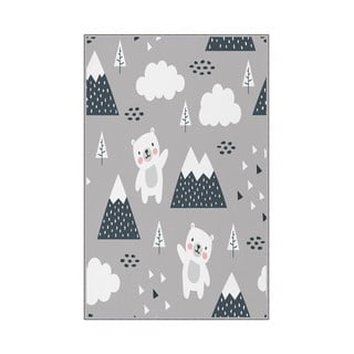 Covor antiderapant pentru copii Conceptum Hypnose Bears, 80 x 120 cm, gri