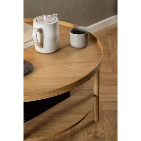 Măsuță de cafea în culoare naturală rotundă cu aspect de lemn de stejar ø 80 cm Banbury – Actona-image-3