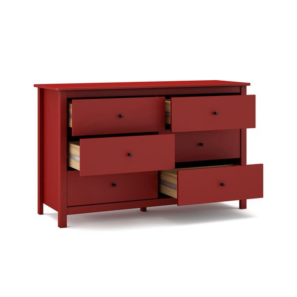 Comodă roșie joasă din lemn de pin 130x80 cm Misti – Marckeric-image-4