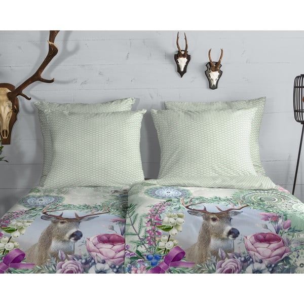 Lenjerie de pat verde din flanelă pentru pat de o persoană 140x200 cm Romini – HIP-image-2