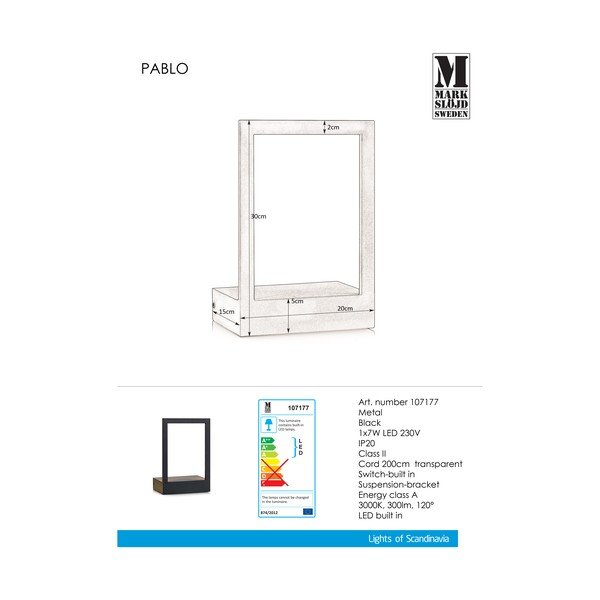Aplică cu LED Markslöjd Pablo, negru-image-2