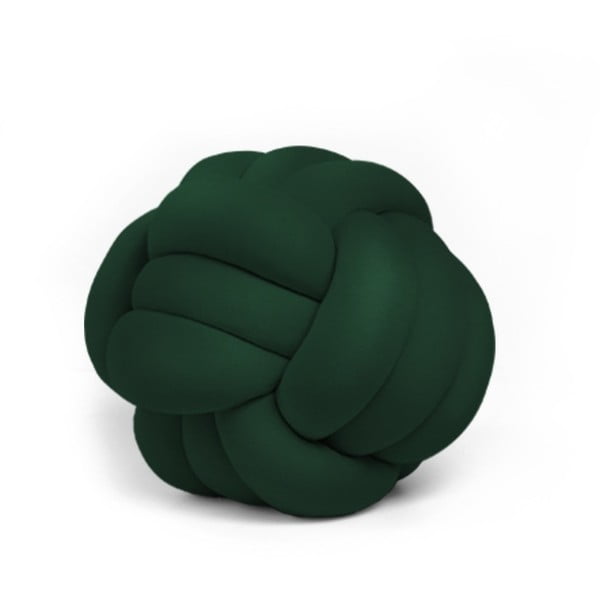 Pernă Knot Decorative Cushion Velvet Effect, ⌀ 30 cm, verde închis