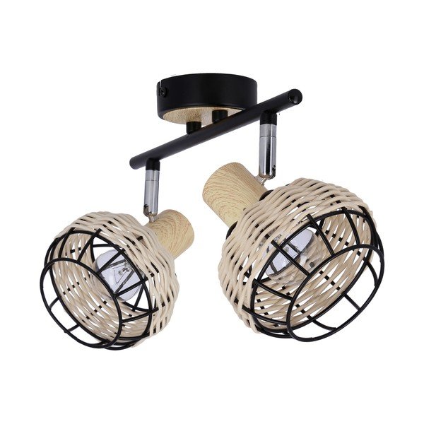 Plafonieră neagră-crem cu abajur din metal-cu abajur din ratan ø 12 cm Tajga – Candellux Lighting-image-1