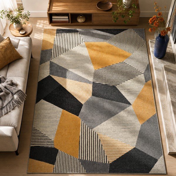 Covor Universal Gladys Sarro, 160 x 230 cm, portocaliu-gri-image-1