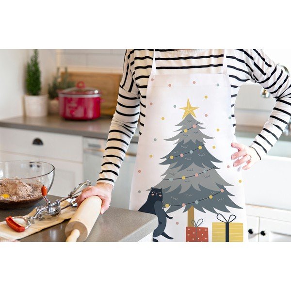 Șorț din bumbac  cu model de Crăciun Crazy Cat Xmas – Butter Kings-image-1