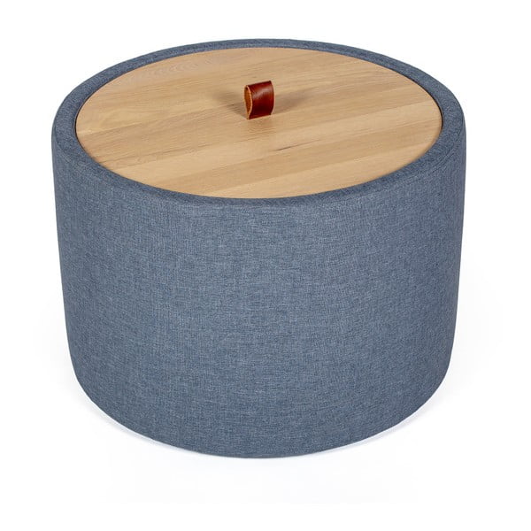 Măsuţă auxiliară cu spaţiu de depozitare şi panou detaşabil din stejar, culoare denim, ⌀ 56 cm, Askala Ibisco-image-4