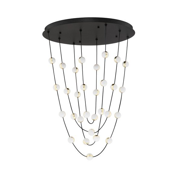 Lustră negru-mat LED cu intensitate reglabilă din aluminiu cu abajur din sticlă acrilică ø 84 cm Alcinoe – Nova Luce