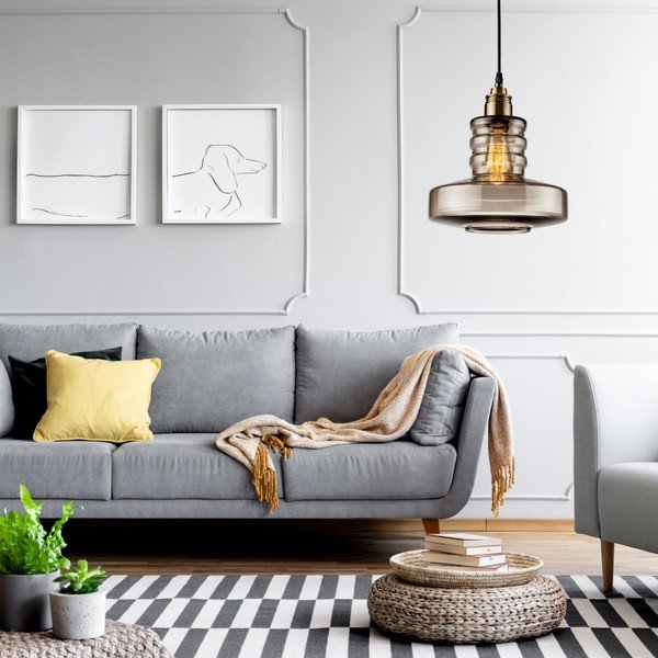 Lustră din sticlă Lamkur Pendant, gri-image-1