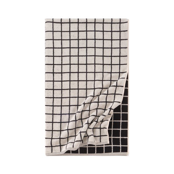 Prosop negru/bej din bumbac 90x150 cm Grid – Jotex