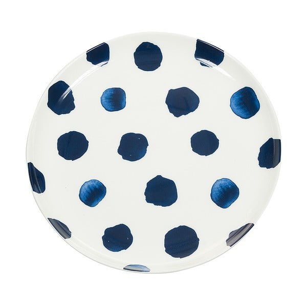 Farfurie din porțelan Santiago Pons Dotty, ⌀ 21 cm, alb - albastru 