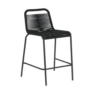 Scaun bar de grădină cu structură din oțel Kave Home Glenville, înălțime 62 cm, negru