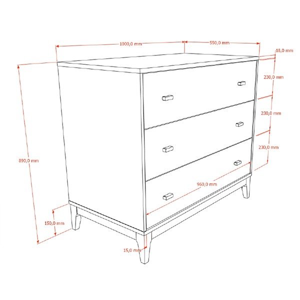 Comodă în culoare naturală închisă cu aspect de lemn de nuc 100x89x55 cm Ilyas – Vipack-image-2