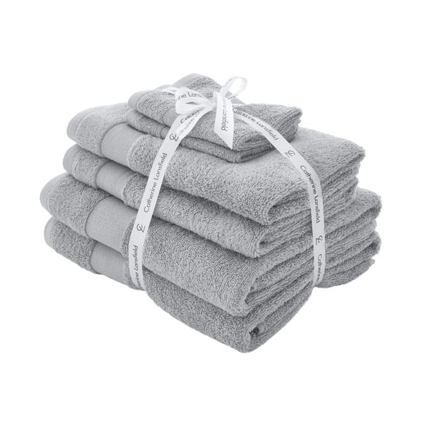 Prosoape de baie gri-deschis 6 buc. din bumbac din frotir Anti-Bacterial – Catherine Lansfield