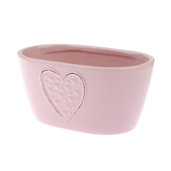 Ghiveci din ceramică Dakls Heart, înălțime 11,2 cm, roz