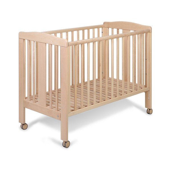 Pătuț din lemn cu roți și grilaj ajustabil YappyKids Qu, 60 x 120 cm, natural-image-4