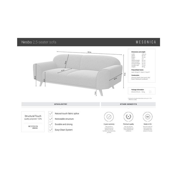Canapea albastru-închis 193 cm Nesbo – MESONICA-image-3
